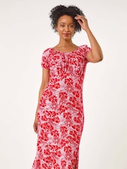 Roman Red Petite Ditsy Floral Midi Dress - Image 1 of 5