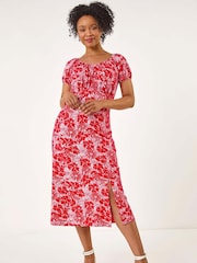 Roman Red Petite Ditsy Floral Midi Dress - Image 2 of 5