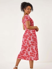 Roman Red Petite Ditsy Floral Midi Dress - Image 3 of 5