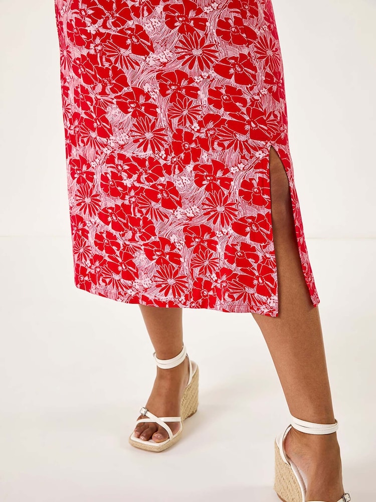 Roman Red Petite Ditsy Floral Midi Dress - Image 5 of 5