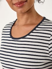 Roman Blue Petite Stripe Short Sleeve Stretch Top - Image 5 of 5