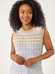 Roman Blue Petite Chevron Stripe Knit Vest - Image 1 of 5