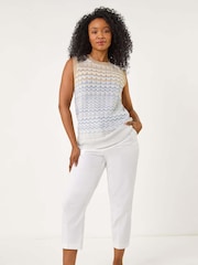 Roman Blue Petite Chevron Stripe Knit Vest - Image 2 of 5