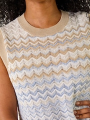 Roman Blue Petite Chevron Stripe Knit Vest - Image 5 of 5