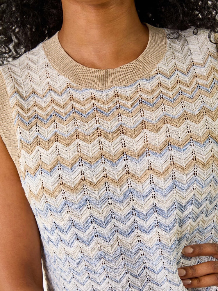 Roman Blue Petite Chevron Stripe Knit Vest - Image 5 of 5