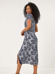 Roman Blue Petite Ditsy Floral Midi Dress - Image 3 of 5