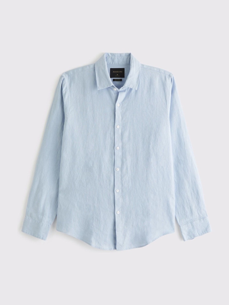 Azul - Camisas deAbercrombie & Fitch de manga comprida Linen - Imagem 1 de 1