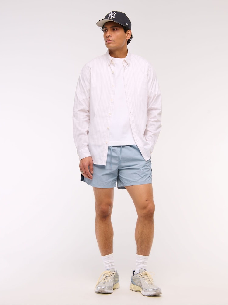Abercrombie & Fitch Relaxed Nylon Stripe Shorts - Image 1 of 5