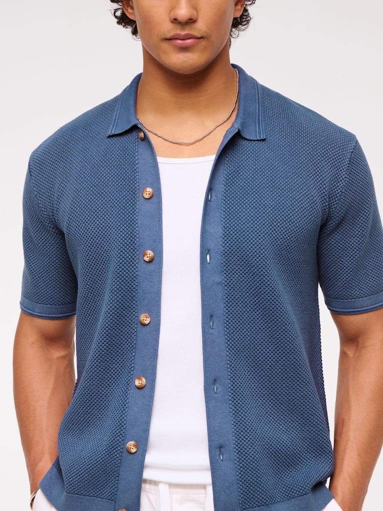 Abercrombie & Fitch 100% Cotton Knitted Button Through Polo Shirt - Image 5 of 7