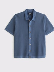 Blau - Abercrombie & Fitch 100% Cotton Knitted Button Through Polo Shirt - Bild 6 von 7