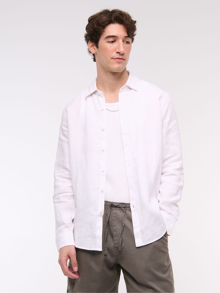 Abercrombie & Fitch Long Sleeve Linen Shirt - Image 1 of 6
