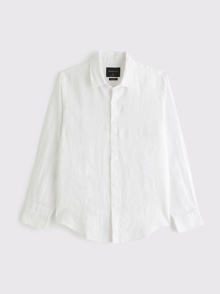 Abercrombie & Fitch Long Sleeve Linen Shirt - Image 6 of 6