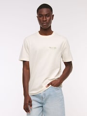 Abercrombie & Fitch Back Print Short Sleeve 100% Cotton White T-Shirt - Image 1 of 7