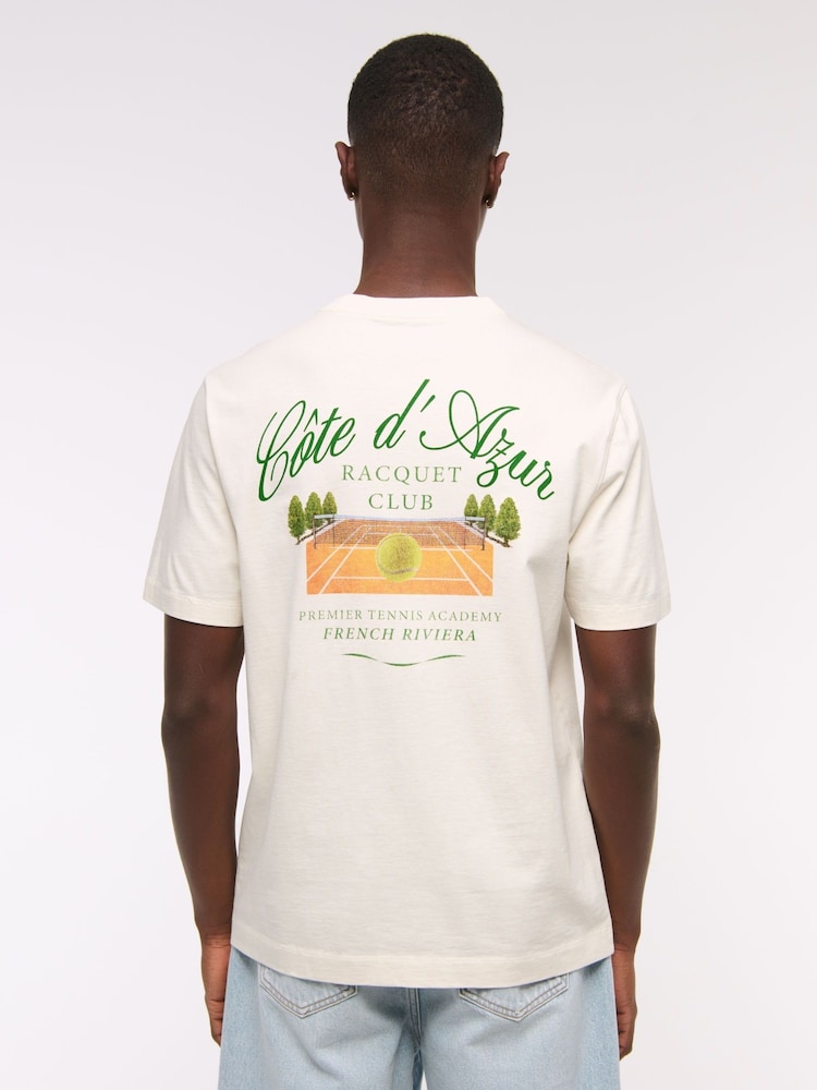 Abercrombie & Fitch Back Print Short Sleeve 100% Cotton White T-Shirt - Image 2 of 7