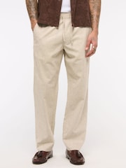 Abercrombie & Fitch Cream Loose Linen Trousers - Image 1 of 8