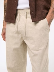 Abercrombie & Fitch Cream Loose Linen Trousers - Image 5 of 8