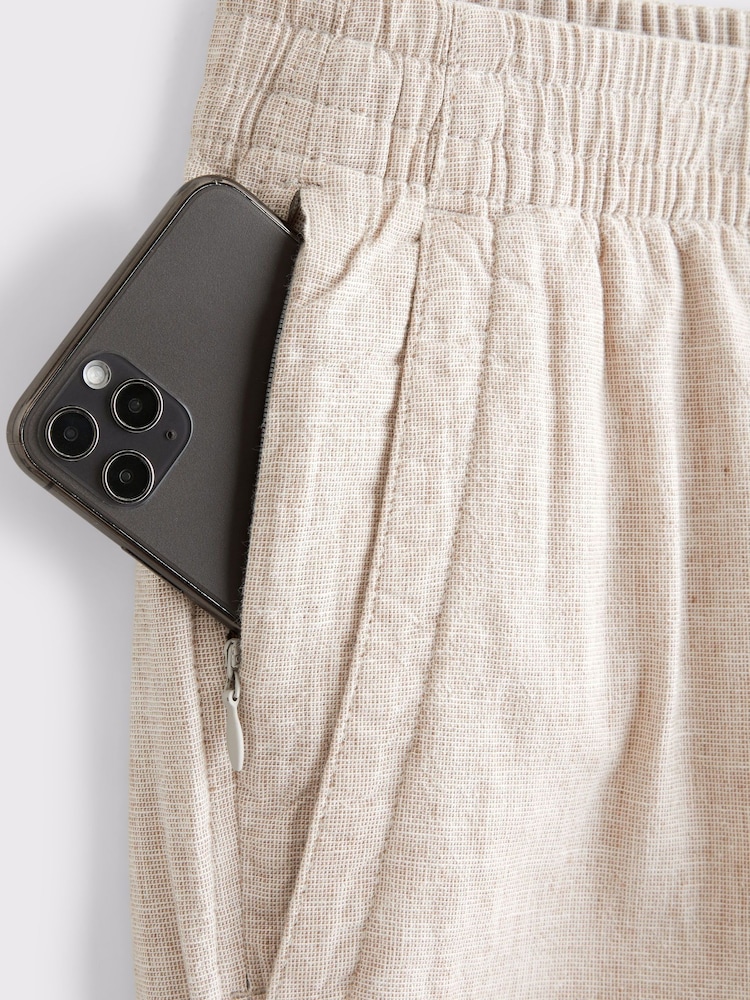 Abercrombie & Fitch Cream Loose Linen Trousers - Image 8 of 8