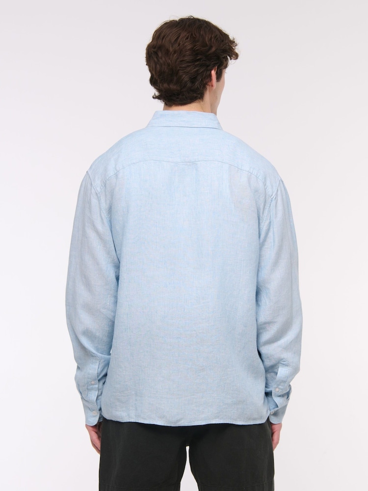 CamisasAbercrombie & Fitch de azul manga comprida 100% Linen - Imagem 2 de 6