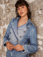 Mint Velvet Blue Denim Military Jacket - Image 2 of 8