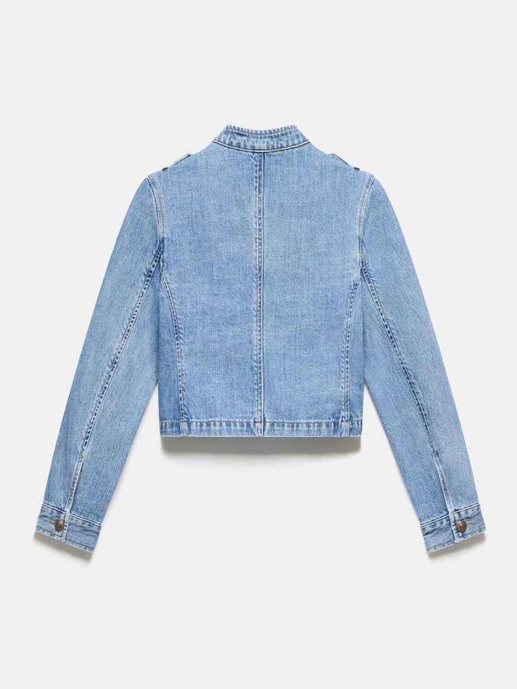 Mint Velvet Blue Denim Military Jacket - Image 8 of 8