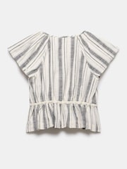Mint Velvet White Stripe Tie Front Top - Image 6 of 6