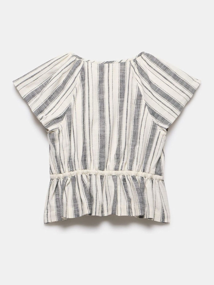 Mint Velvet White Stripe Tie Front Top - Image 6 of 6
