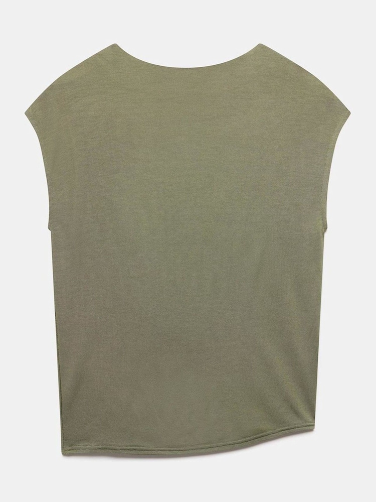 Mint Velvet Green Ruched Shoulder Top - Image 7 of 7