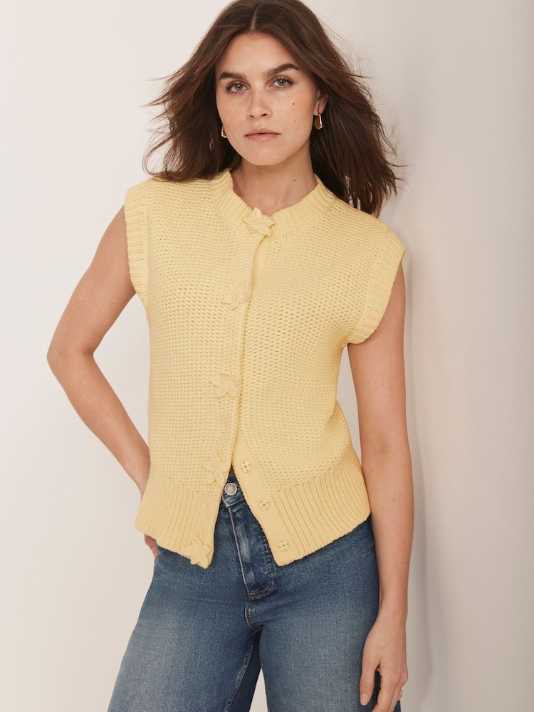 Mint Velvet Yellow Knit Cardigan - Image 1 of 8