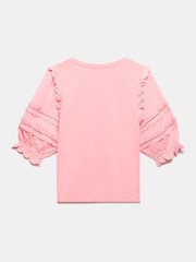 Mint Velvet Pink Ruffle Detail 100% Cotton T-Shirt - Image 7 of 7