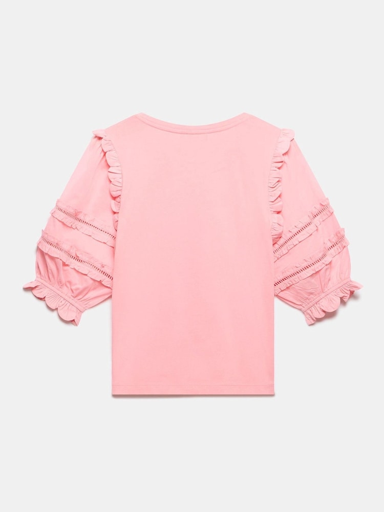 Mint Velvet Pink Ruffle Detail 100% Cotton T-Shirt - Image 7 of 7