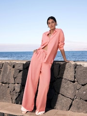 Mint Velvet Pink Linen Long Sleeve Shirt - Image 1 of 8