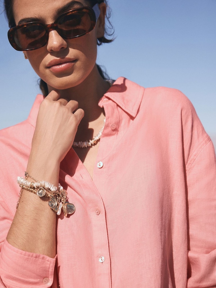 Mint Velvet Pink Linen Long Sleeve Shirt - Image 2 of 8 Mint Velvet Pink Linen Long Sleeve Shirt - Image 2 of 8