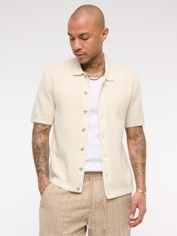 Abercrombie & Fitch 100% Cotton Knitted Button Through Polo Shirt - Image 1 of 6