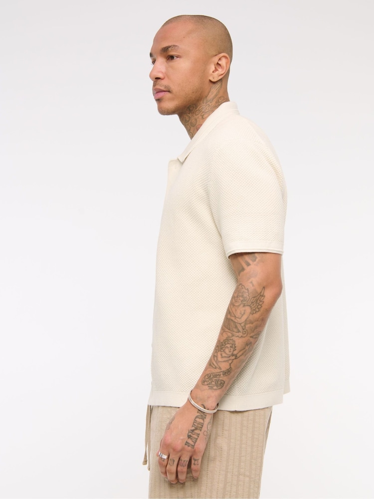 Abercrombie & Fitch 100% Cotton Knitted Button Through Polo Shirt - Image 3 of 6