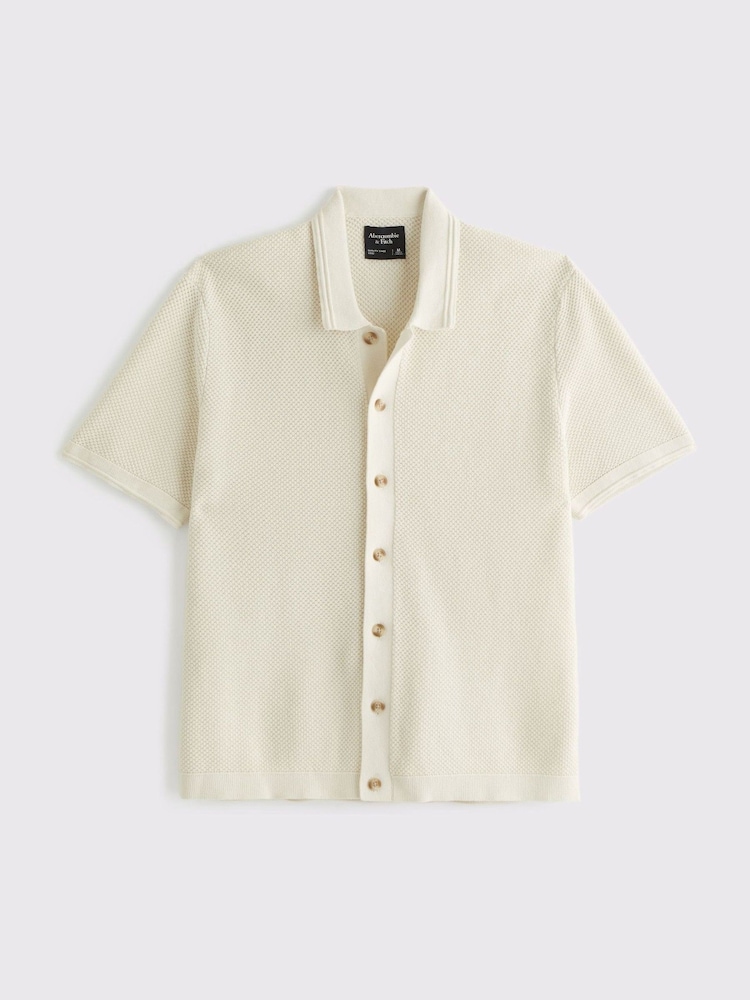 Abercrombie & Fitch 100% Cotton Knitted Button Through Polo Shirt - Image 5 of 6
