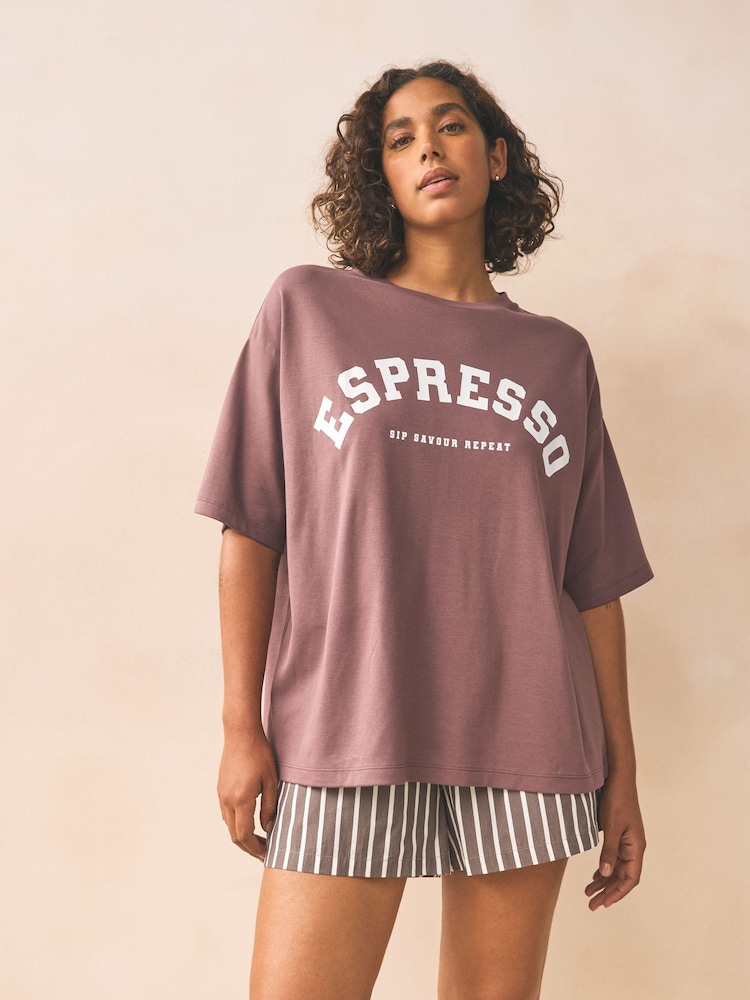 Brown Stripe Short Set Pyjamas - Image 1 of 6