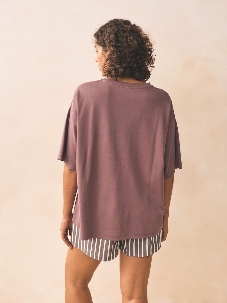 Brown Stripe Short Set Pyjamas - Image 2 of 6