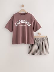 Brown Stripe Short Set Pyjamas - Image 4 of 6