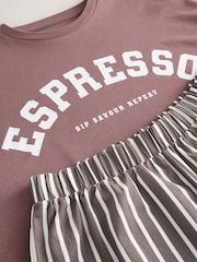 Brown Stripe Short Set Pyjamas - Image 5 of 6