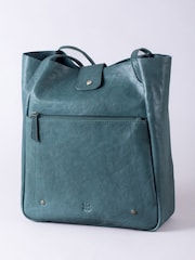 Lakeland Leather Blue Harstone Slouch Tote Bag - Image 3 of 8