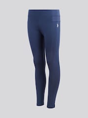 U.S. Polo Assn. Blue Girls Elastic Waistband Leggings - Image 2 of 4