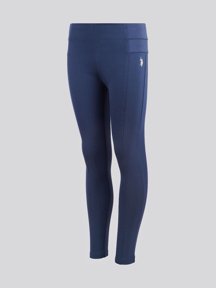 U.S. Polo Assn. Blue Girls Elastic Waistband Leggings - Image 2 of 4