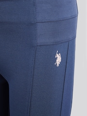U.S. Polo Assn. Blue Girls Elastic Waistband Leggings - Image 4 of 4