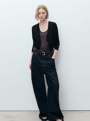 Mango Black Knitted Cropped Cardigan - Image 2 of 7