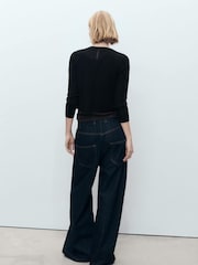 Mango Black Knitted Cropped Cardigan - Image 3 of 7