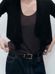 Mango Black Knitted Cropped Cardigan - Image 5 of 7
