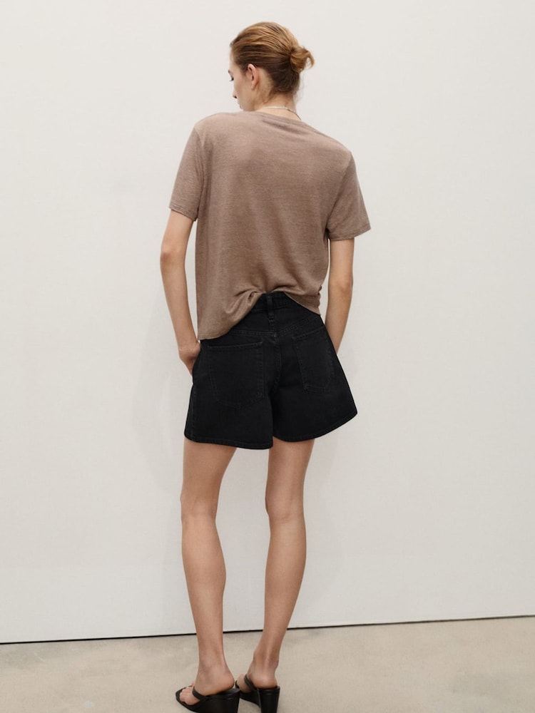 Mango Black High Rise Denim Shorts - Image 2 of 6