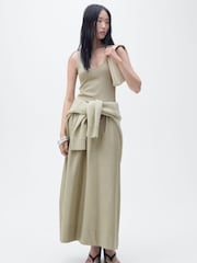 Mango Khaki 2-In-1 Mix Jersey Woven Midi Dress - Image 1 of 7