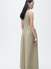 Mango Khaki 2-In-1 Mix Jersey Woven Midi Dress - Image 2 of 7
