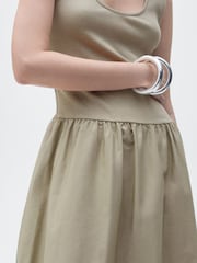 Mango Khaki 2-In-1 Mix Jersey Woven Midi Dress - Image 3 of 7